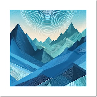 Bright Colorful turquoise mountains geometric abstract pattern Posters and Art